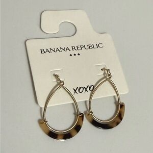 Banana Republic XOXO Teardrop Earrings Gold Tortoise Shell NWT